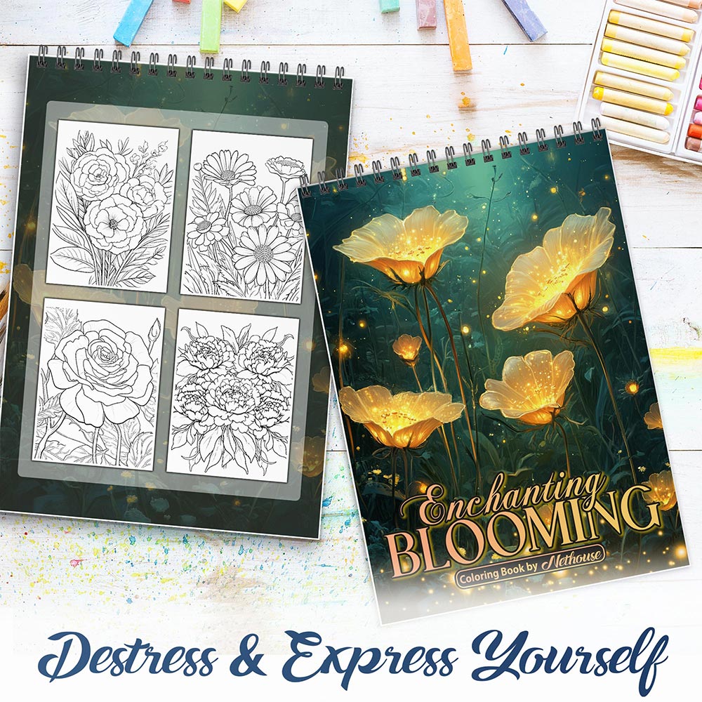 NETHOUSE Enchanting Blooming Spiral Coloring Book For Adults