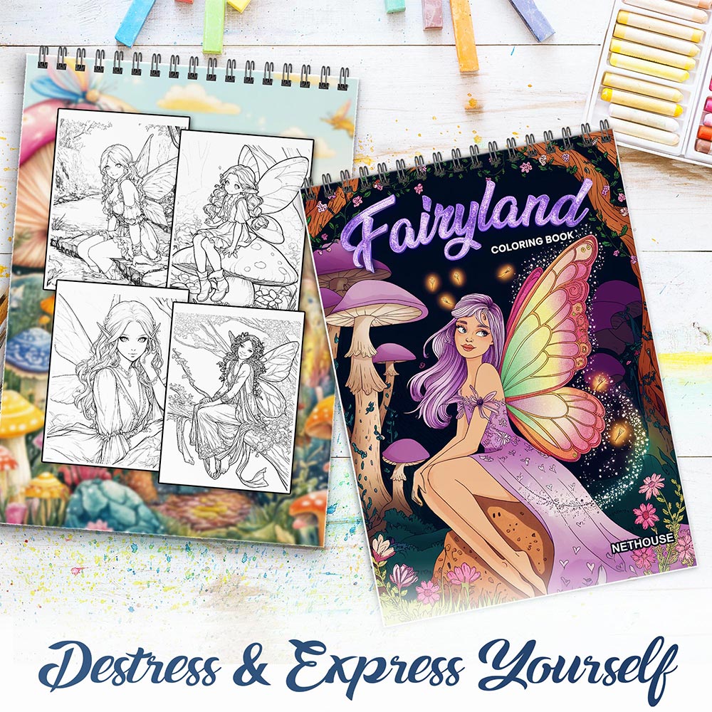 NETHOUSE Fairyland Spiral Coloring Book for Adults