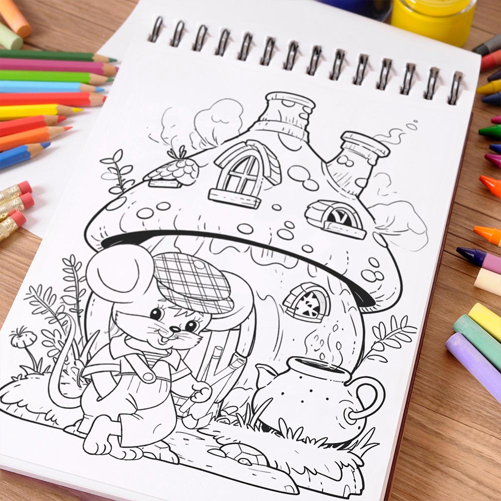 NETHOUSE Fairytale Mice Coloring Book Spiral Bound For Adults