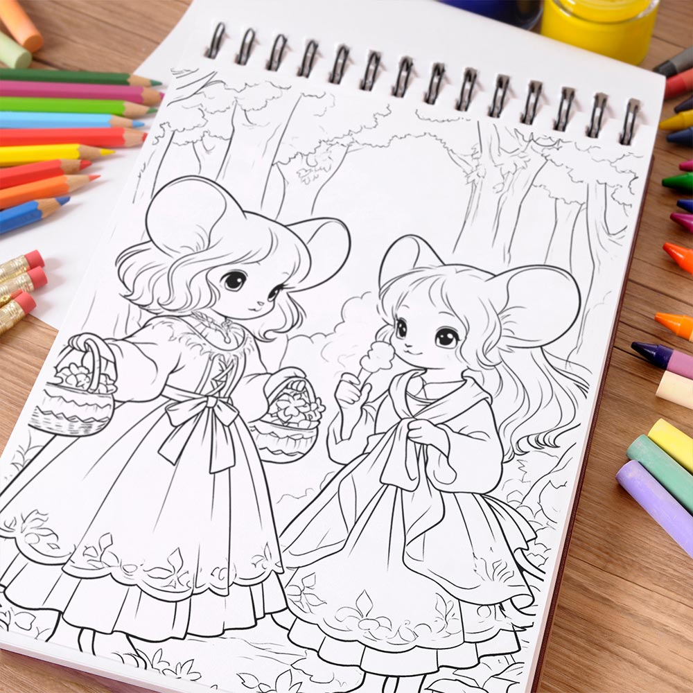 NETHOUSE Fairytale Mouse Dreams Coloring Book Spiral Bound For Adults