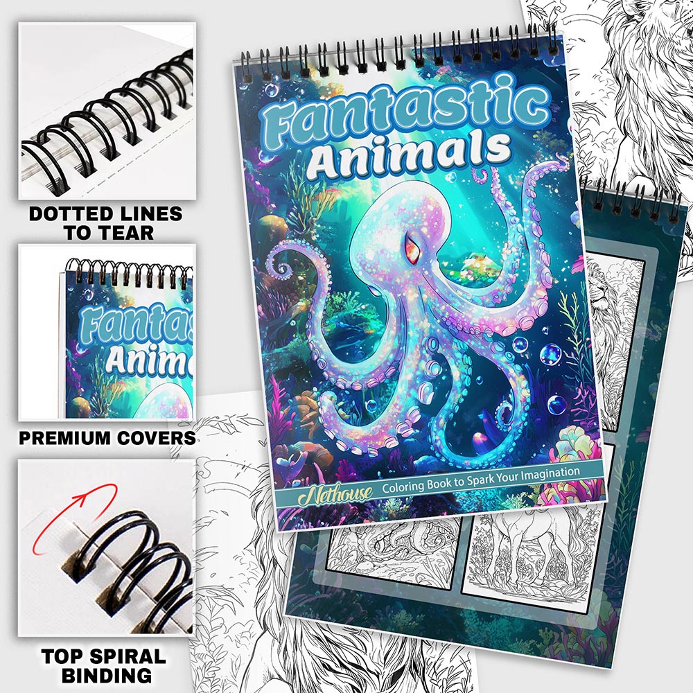 NETHOUSE Fantastic Animals Coloring Pages For Adults