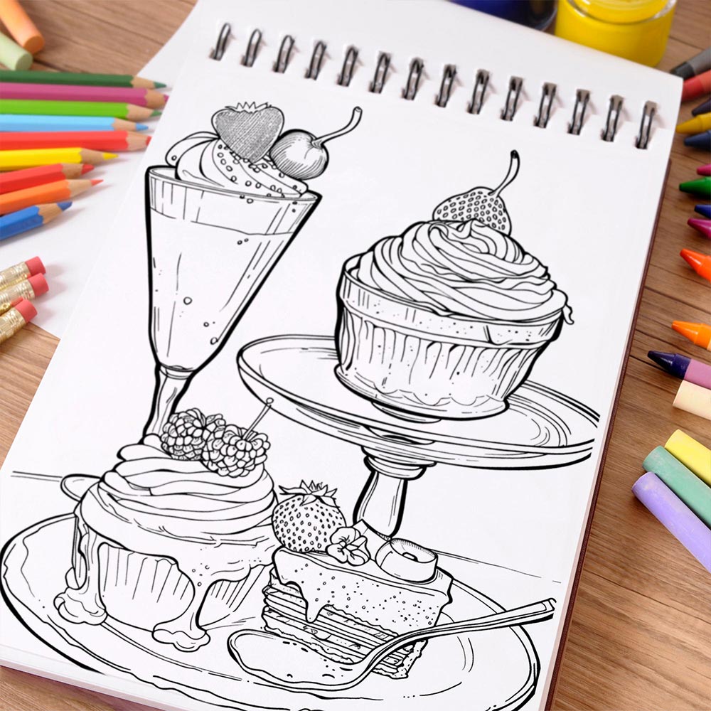 NETHOUSE Fantastic Dessert House Coloring Book Spiral Bound For Adults