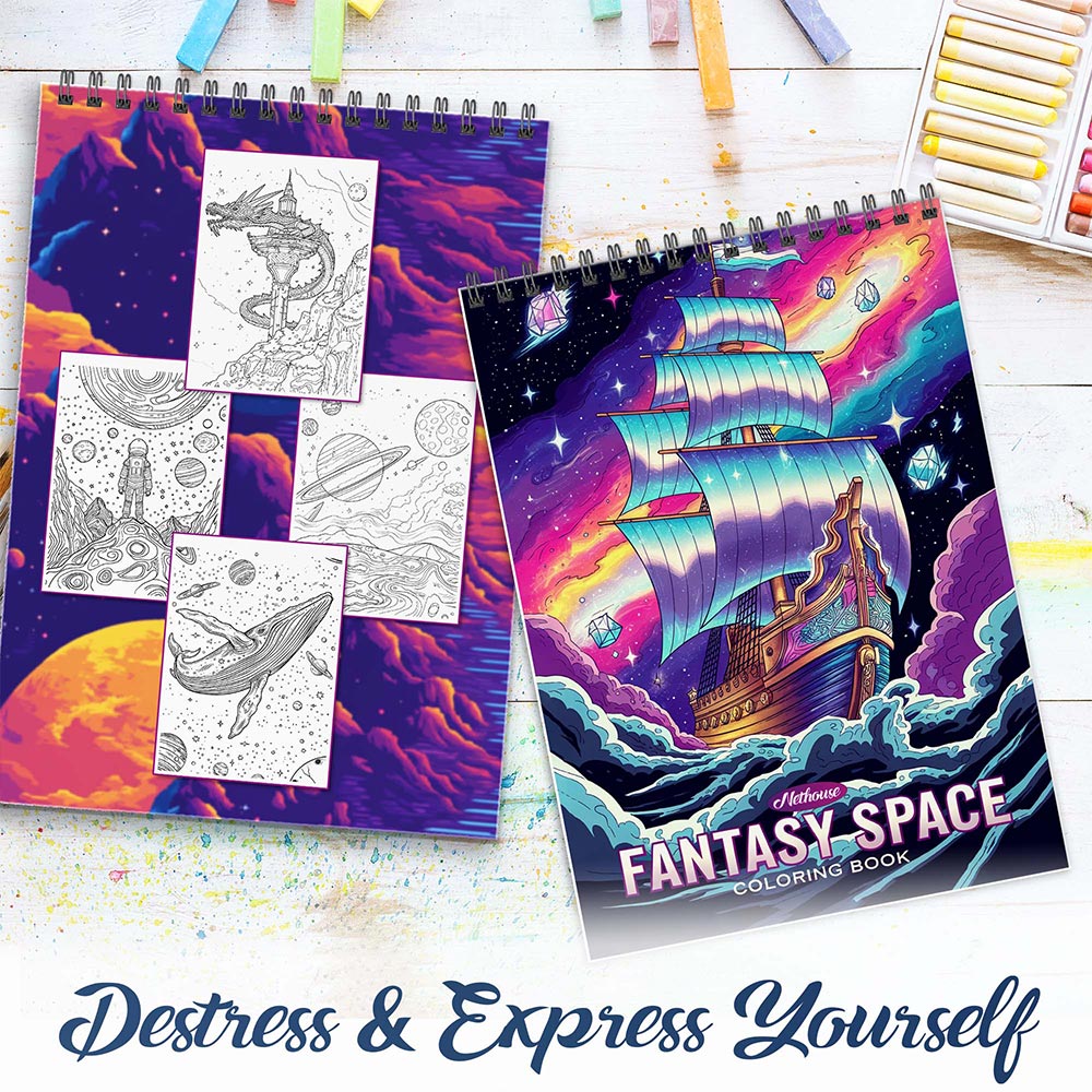 NETHOUSE Fantasy Space Spiral Coloring Book for Adults