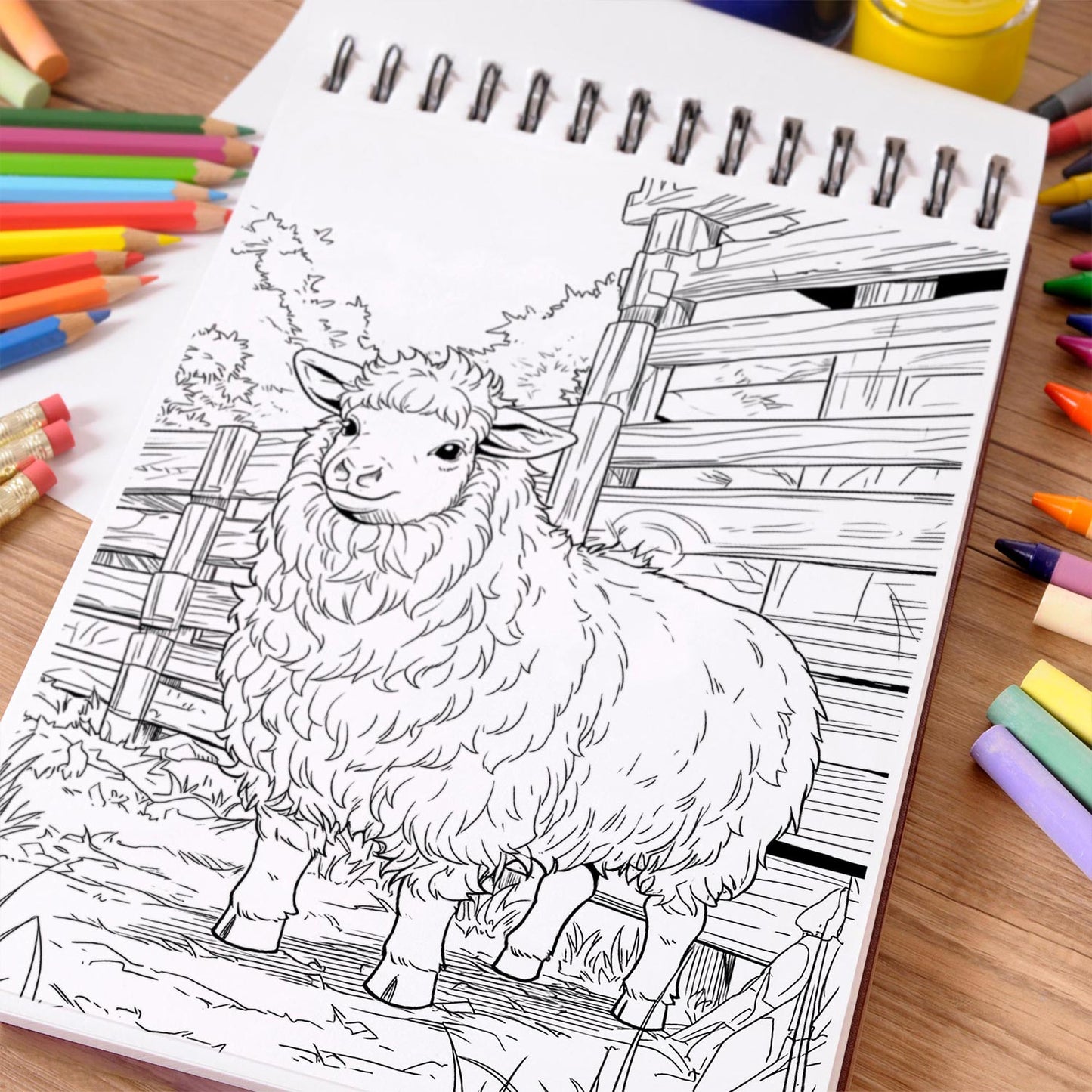 NETHOUSE Farm Animals Coloring Book Spiral Bound For Adults