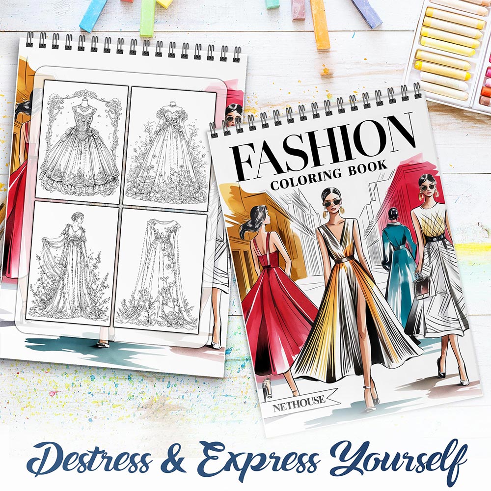 NETHOUSE Fashion Spiral Coloring Book for Adults