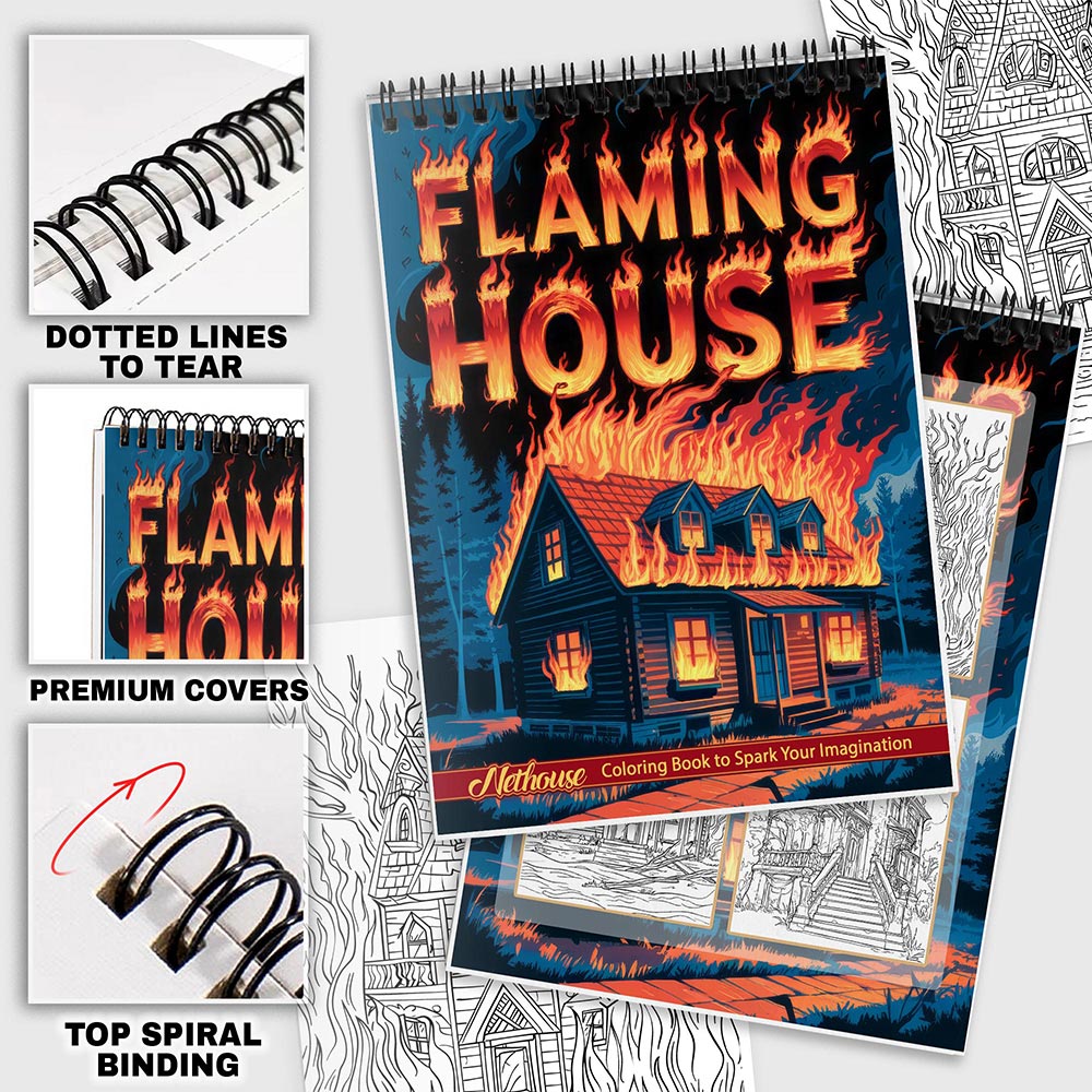NETHOUSE Flaming House Coloring Pages For Adults