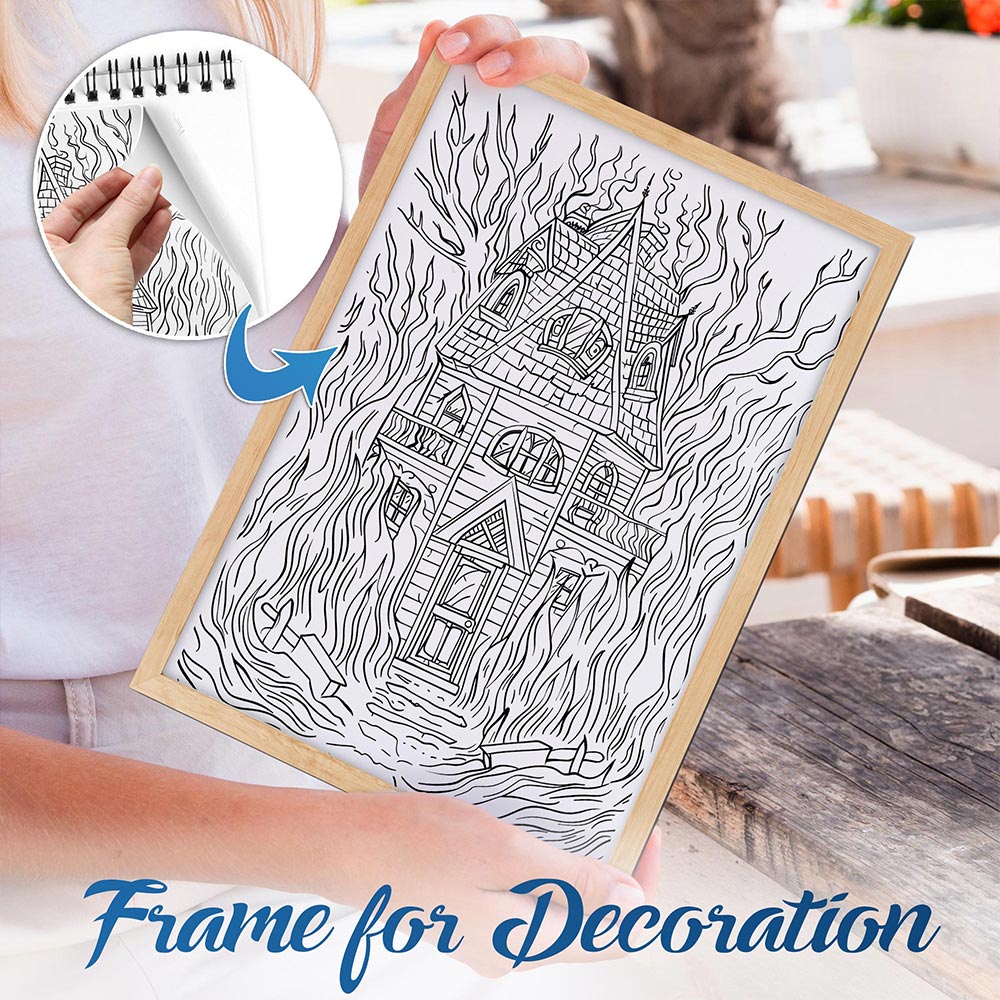 NETHOUSE Flaming House Spiral Bound Coloring Book For Adults