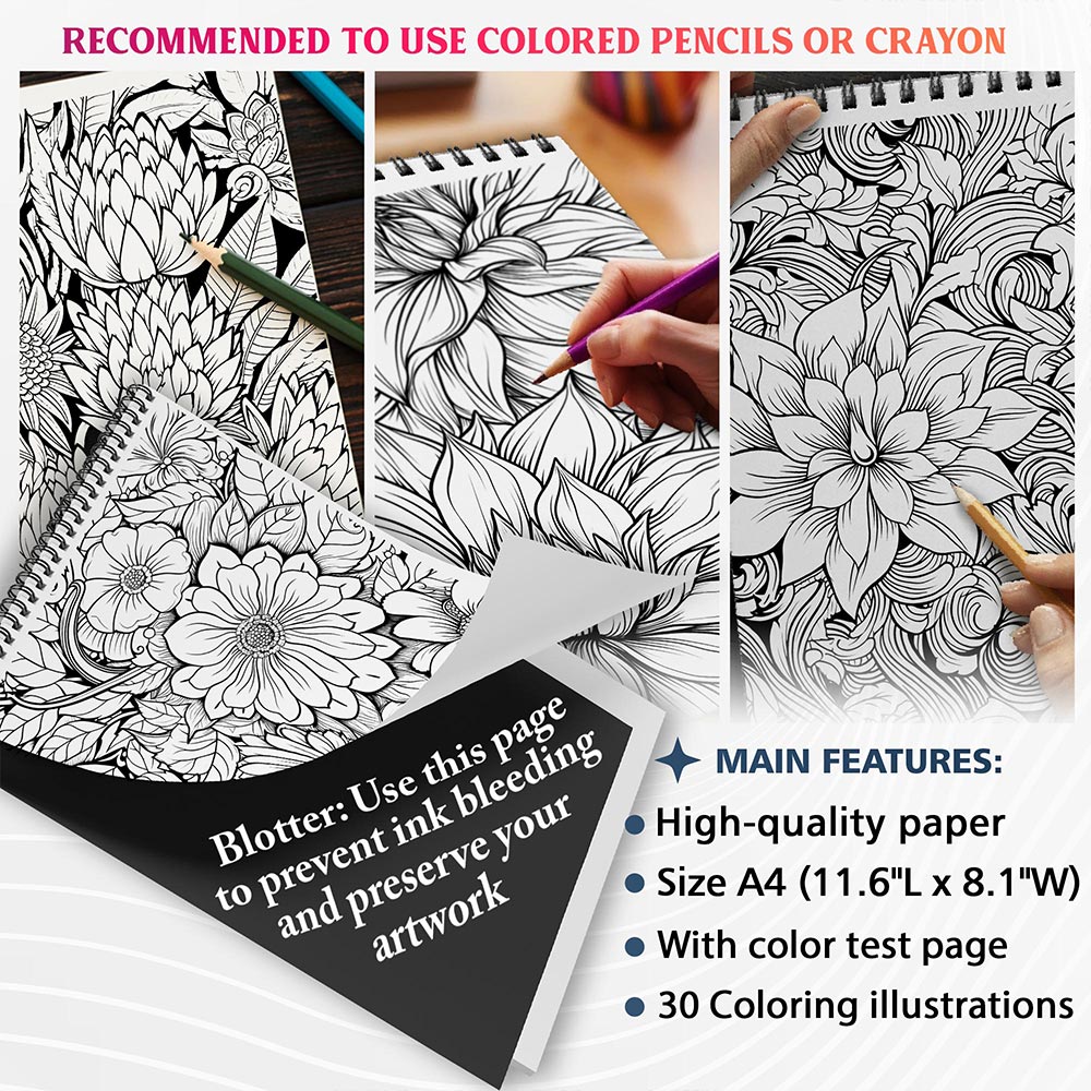 NETHOUSE Floral Pattern Coloring Sheets For Adults