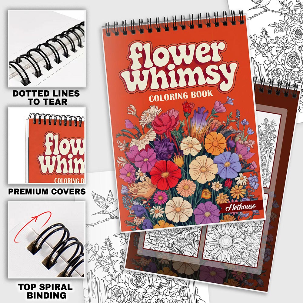 NETHOUSE Flower Whimsy Coloring Pages For Adults