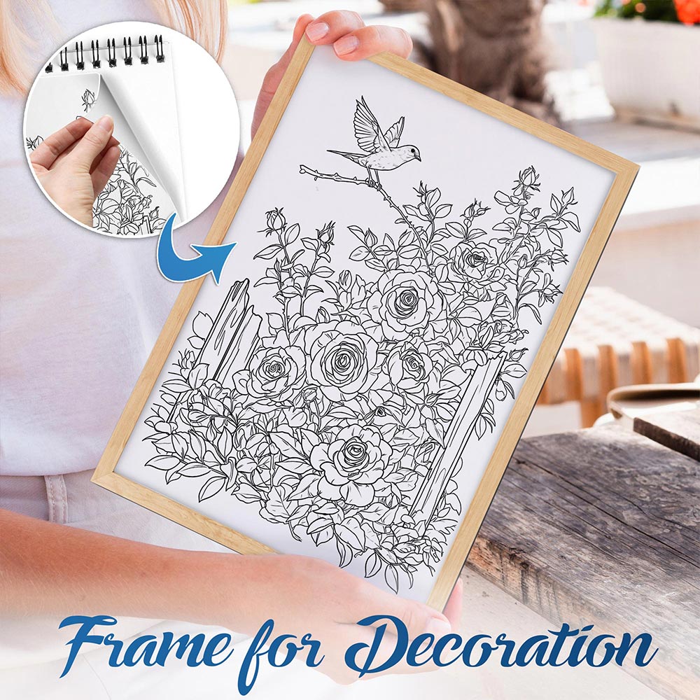 NETHOUSE Flower Whimsy Spiral Bound Coloring Book For Adults