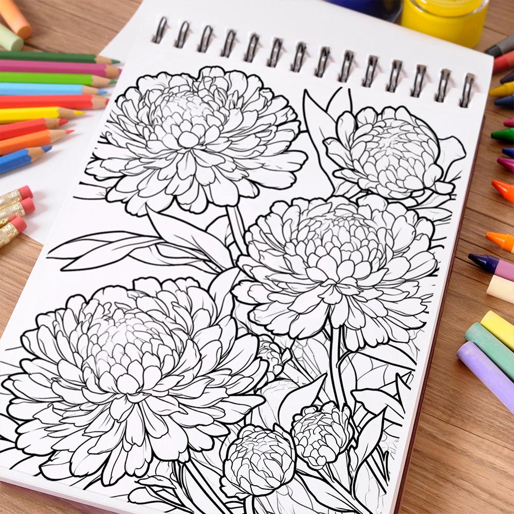 NETHOUSE Flower Whimsy Coloring Book Spiral Bound For Adults