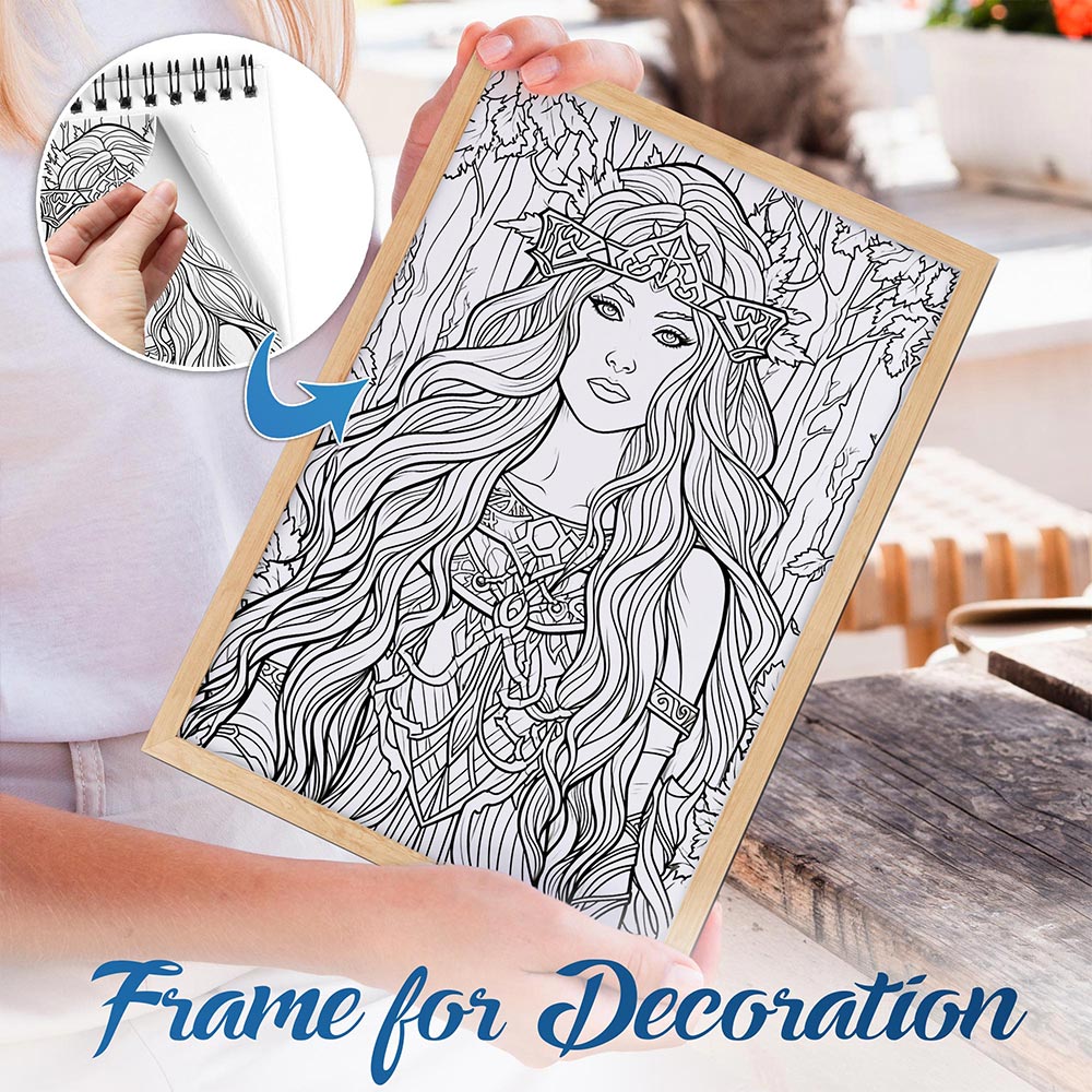 NETHOUSE Forest Goddess Spiral Bound Coloring Book for Adults