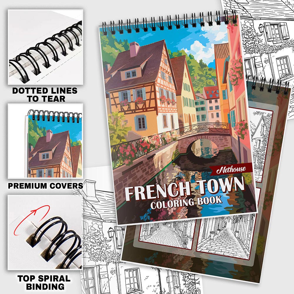 NETHOUSE French Town Coloring Pages For Adults