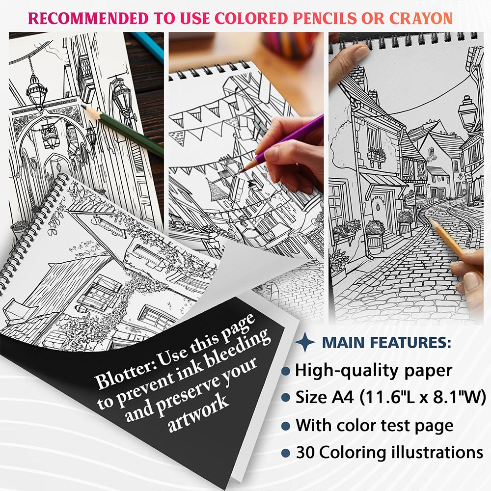 NETHOUSE French Town Coloring Sheets For Adults