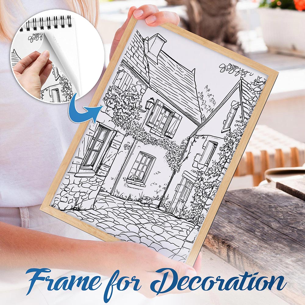 NETHOUSE French Town Spiral Bound Coloring Book For Adults