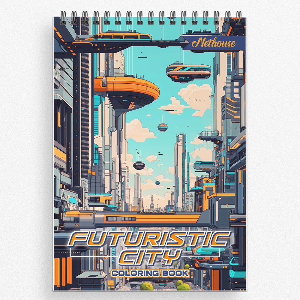 NETHOUSE Futuristic City Coloring Book For Adults