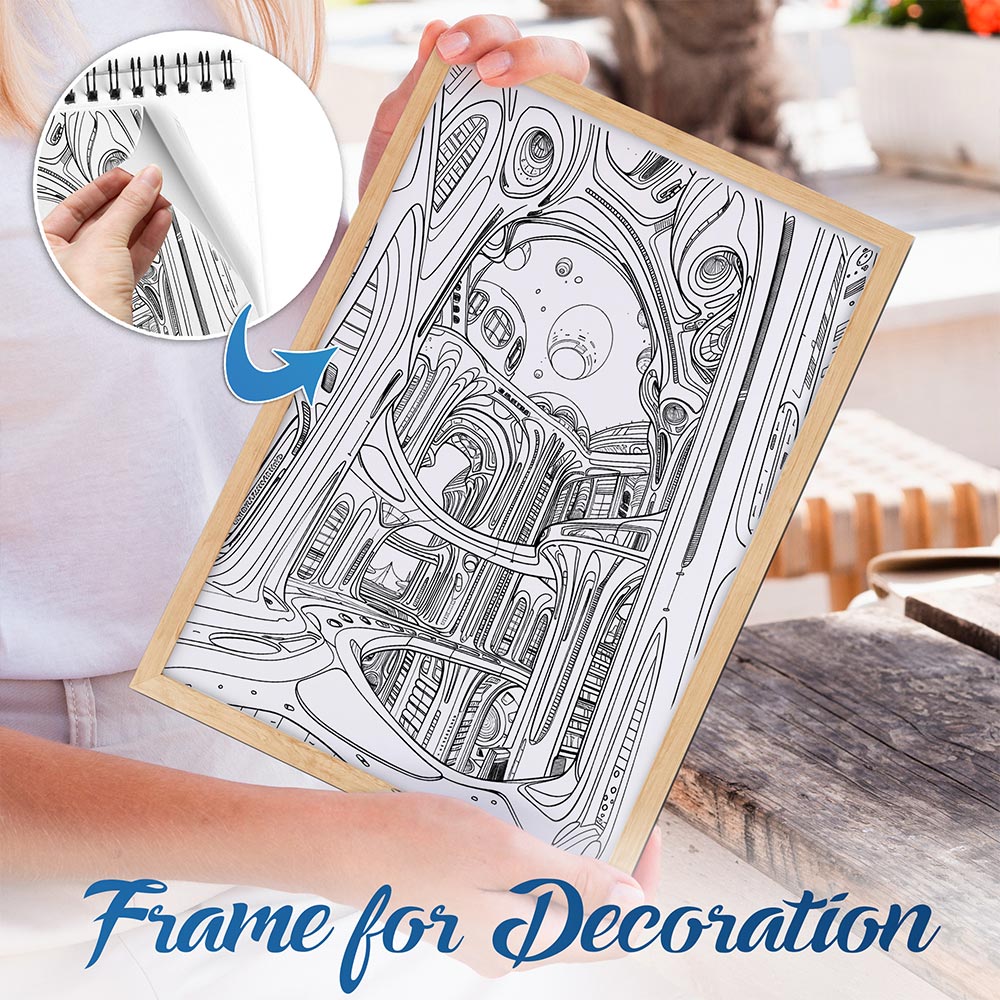 NETHOUSE Futuristic City Spiral Bound Coloring Book For Adults