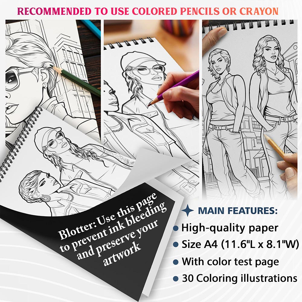 NETHOUSE Gangster Girls Coloring Sheets For Adults