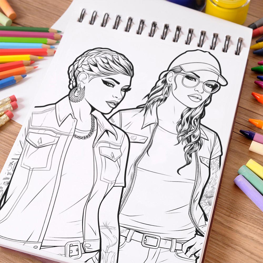 NETHOUSE Gangster Girls Coloring Book Spiral Bound For Adults