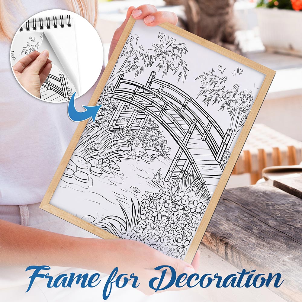NETHOUSE Garden Bridges Spiral Bound Coloring Book For Adults