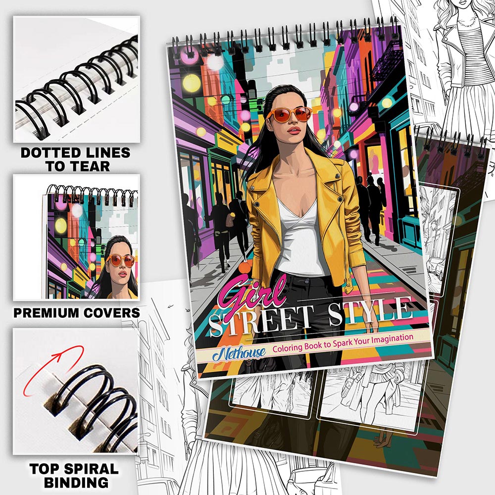 NETHOUSE Girl Street Style Coloring Pages For Adults