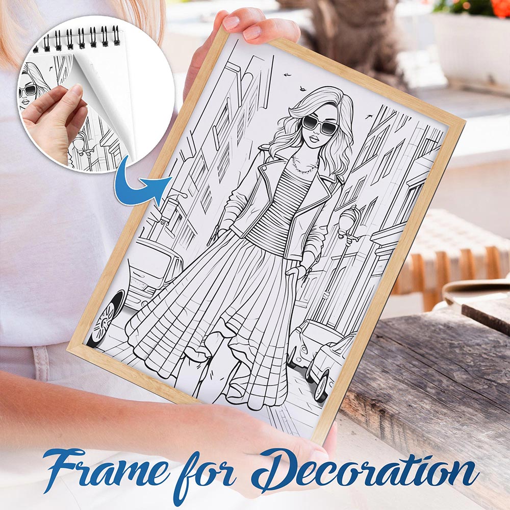 NETHOUSE Girl Street Style Spiral Bound Coloring Book For Adults
