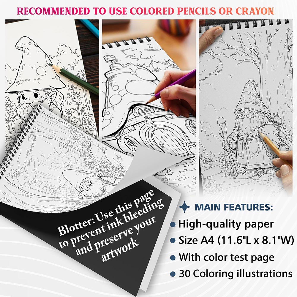 NETHOUSE Gnomes Life Coloring Sheets For Adults