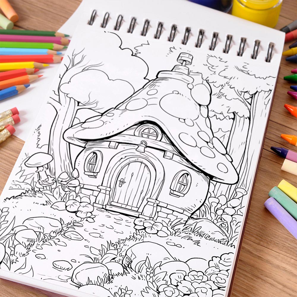 NETHOUSE Gnomes Life Coloring Book Spiral Bound For Adults