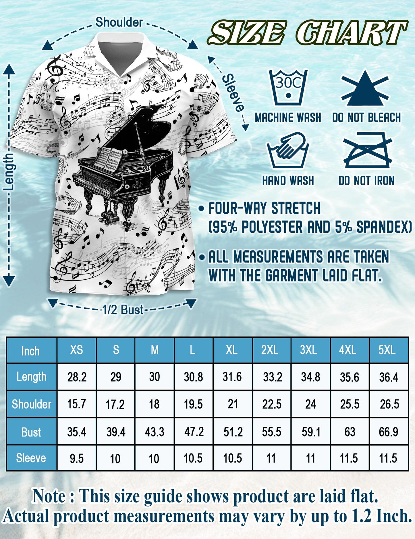Netecom Grand Piano Hawaiian Shirt for Men, Piano Lover Gifts, Musical Instrument Button Down Summer Aloha Beach Shirts, S-5XL