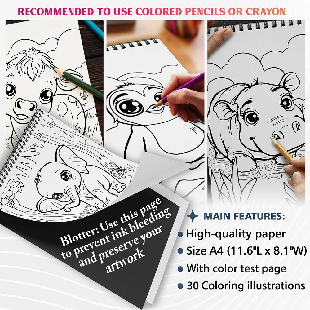 NETHOUSE Happy Animals Coloring Sheets For Adults