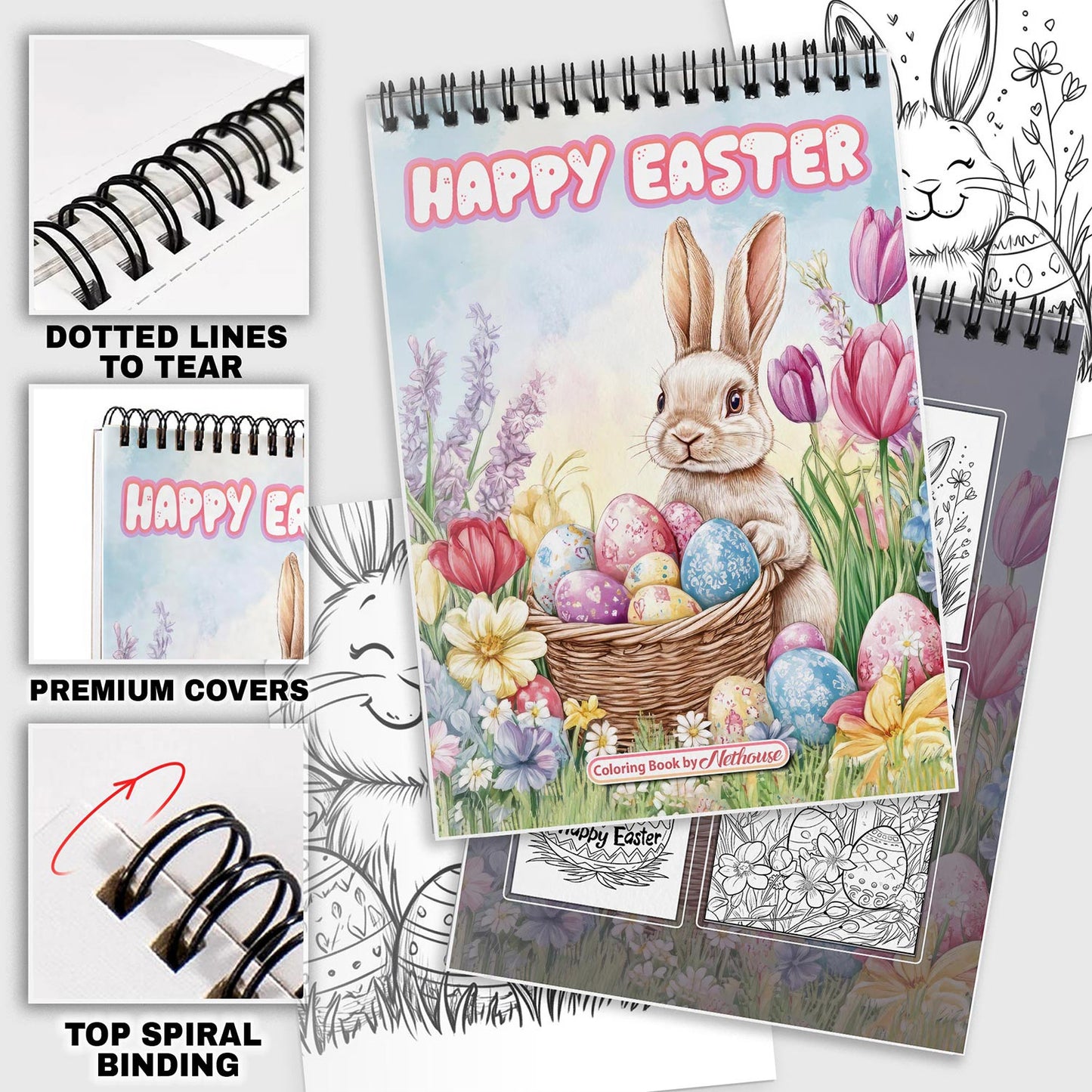 NETHOUSE Happy Easter Coloring Pages For Adults