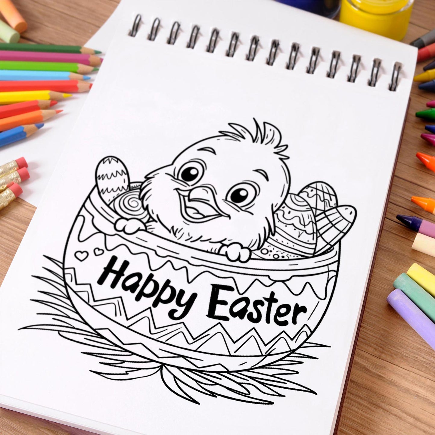 NETHOUSE Happy Easter Coloring Book Spiral Bound For Adults