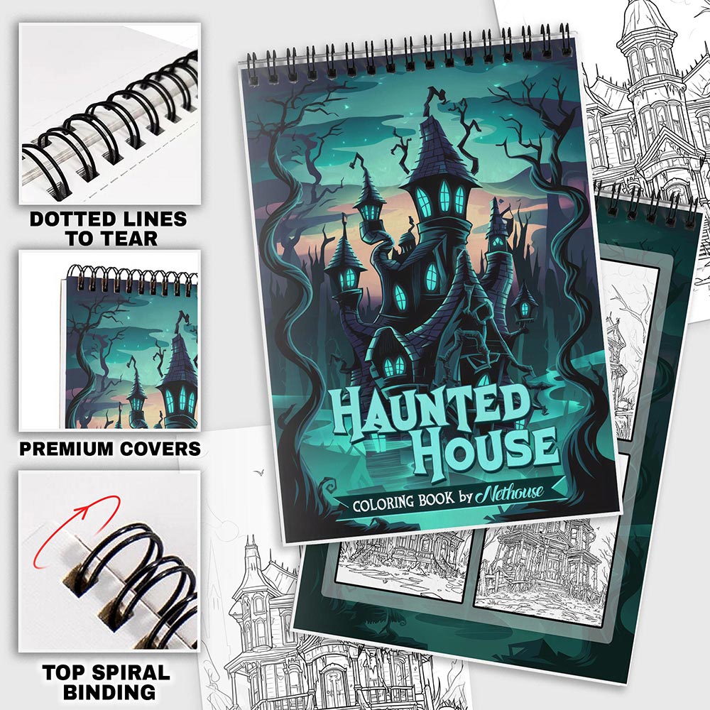 NETHOUSE Haunted House Coloring Pages For Adults