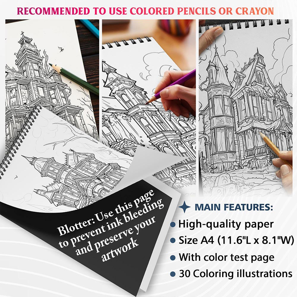 NETHOUSE Haunted House Coloring Sheets For Adults