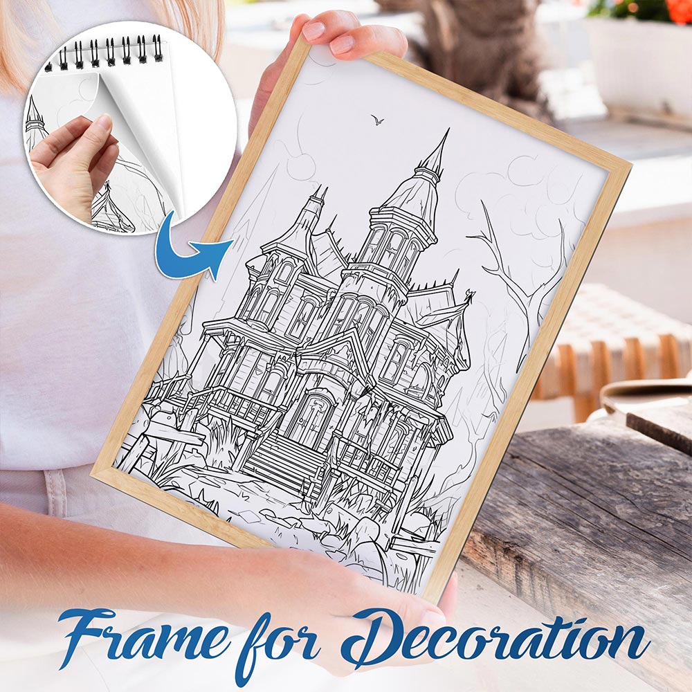 NETHOUSE Haunted House Spiral Bound Coloring Book For Adults