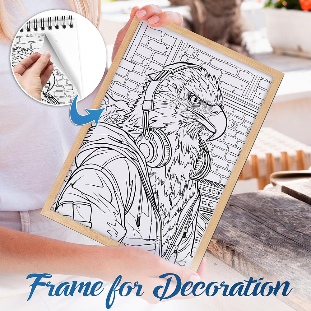 NETHOUSE Hip Hop Animals Spiral Bound Coloring Book For Adults