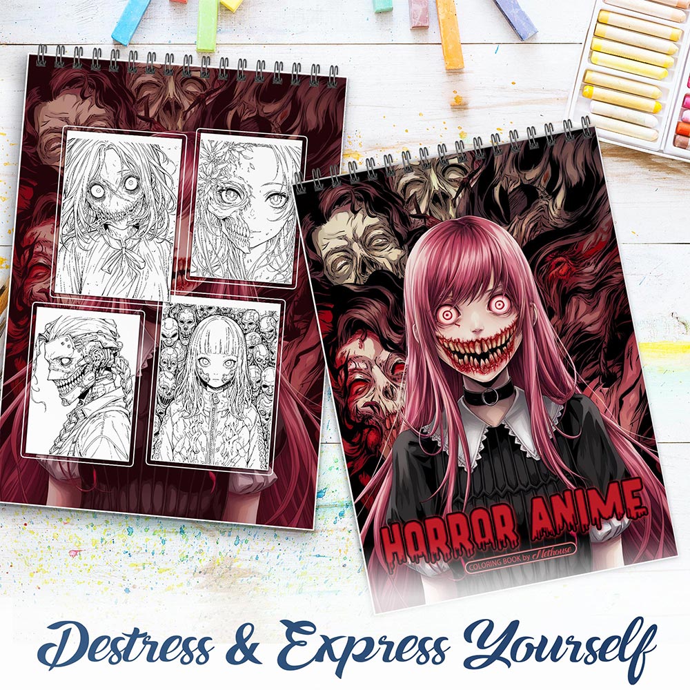 NETHOUSE Horror Anime Spiral Coloring Book For Adults