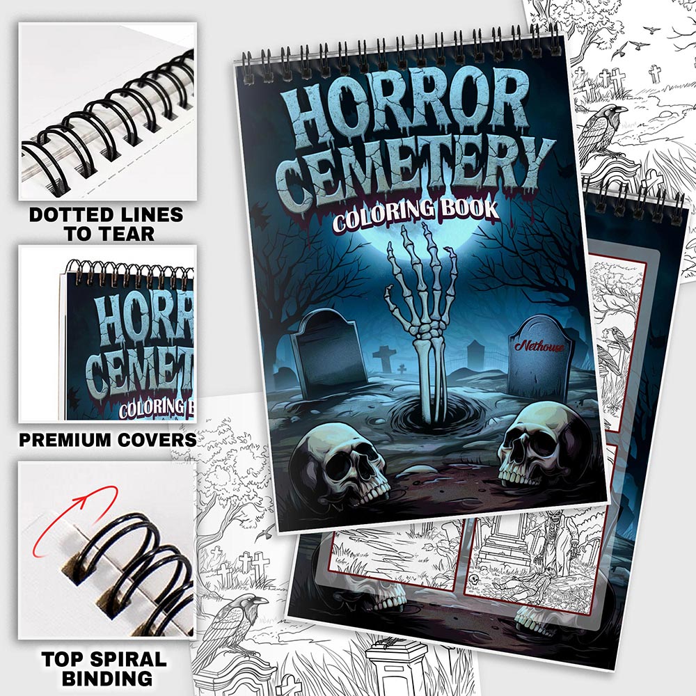NETHOUSE Horror Cemetery Coloring Pages For Adults