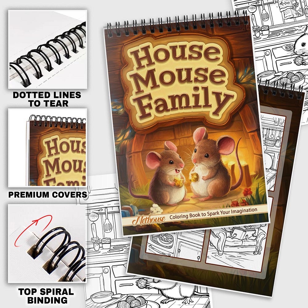 NETHOUSE House Mouse Family Coloring Pages For Adults
