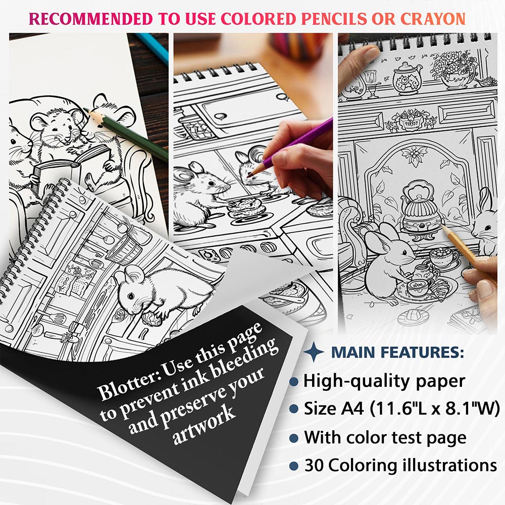 NETHOUSE House Mouse Family Coloring Sheets For Adults