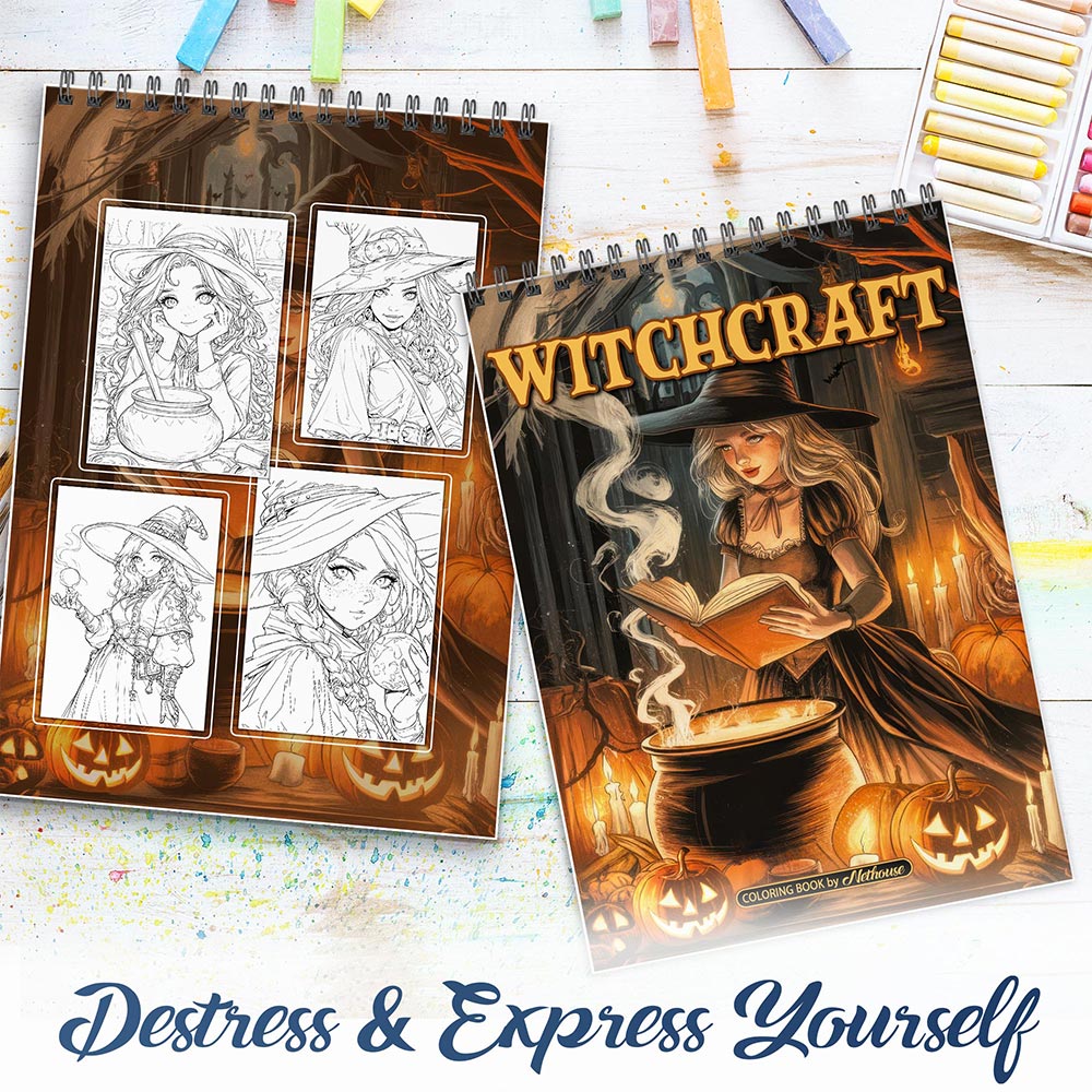 NETHOUSE House Witchcraft Spiral Coloring Book For Adults