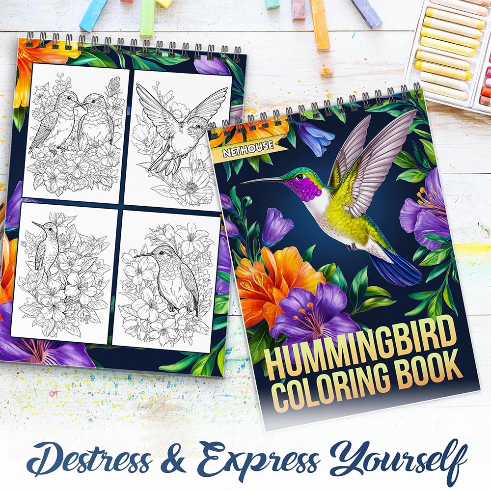 NETHOUSE Hummingbird Spiral Coloring Book for Adults