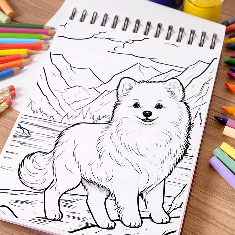 NETHOUSE Journey of Pomeranian Coloring Book Spiral Bound For Adults