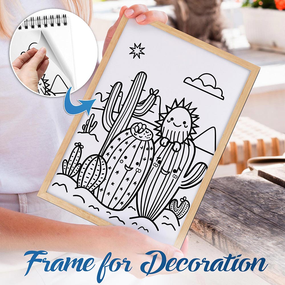 NETHOUSE Kawaii Cactus Spiral Bound Coloring Book For Adults