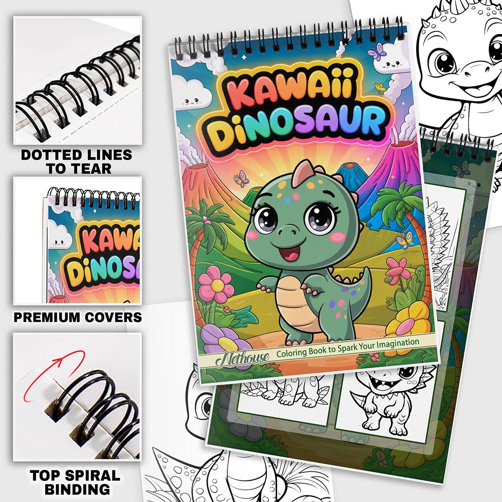 NETHOUSE Kawaii Dinosaur Coloring Pages For Adults