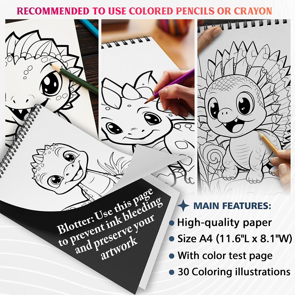 NETHOUSE Kawaii Dinosaur Coloring Sheets For Adults