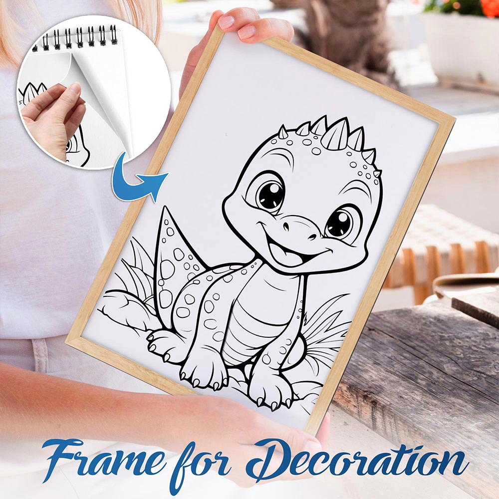 NETHOUSE Kawaii Dinosaur Spiral Bound Coloring Book For Adults