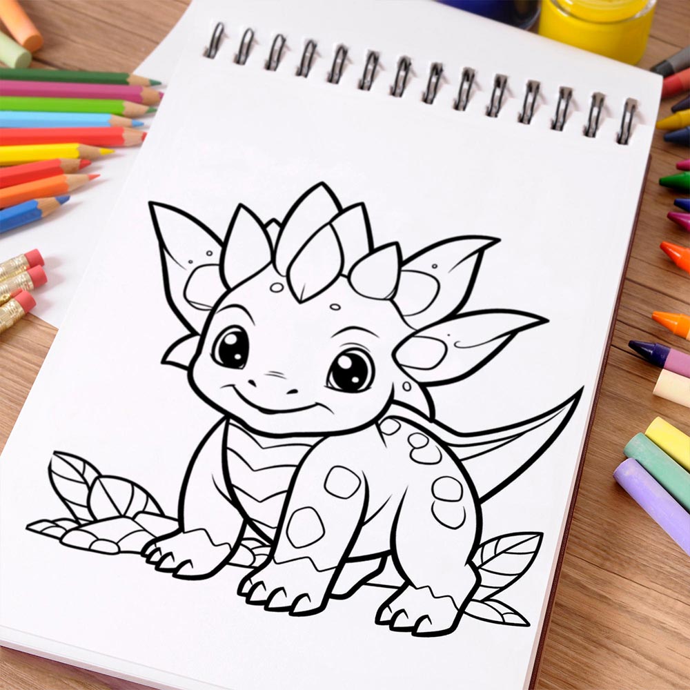NETHOUSE Kawaii Dinosaur Coloring Book Spiral Bound For Adults