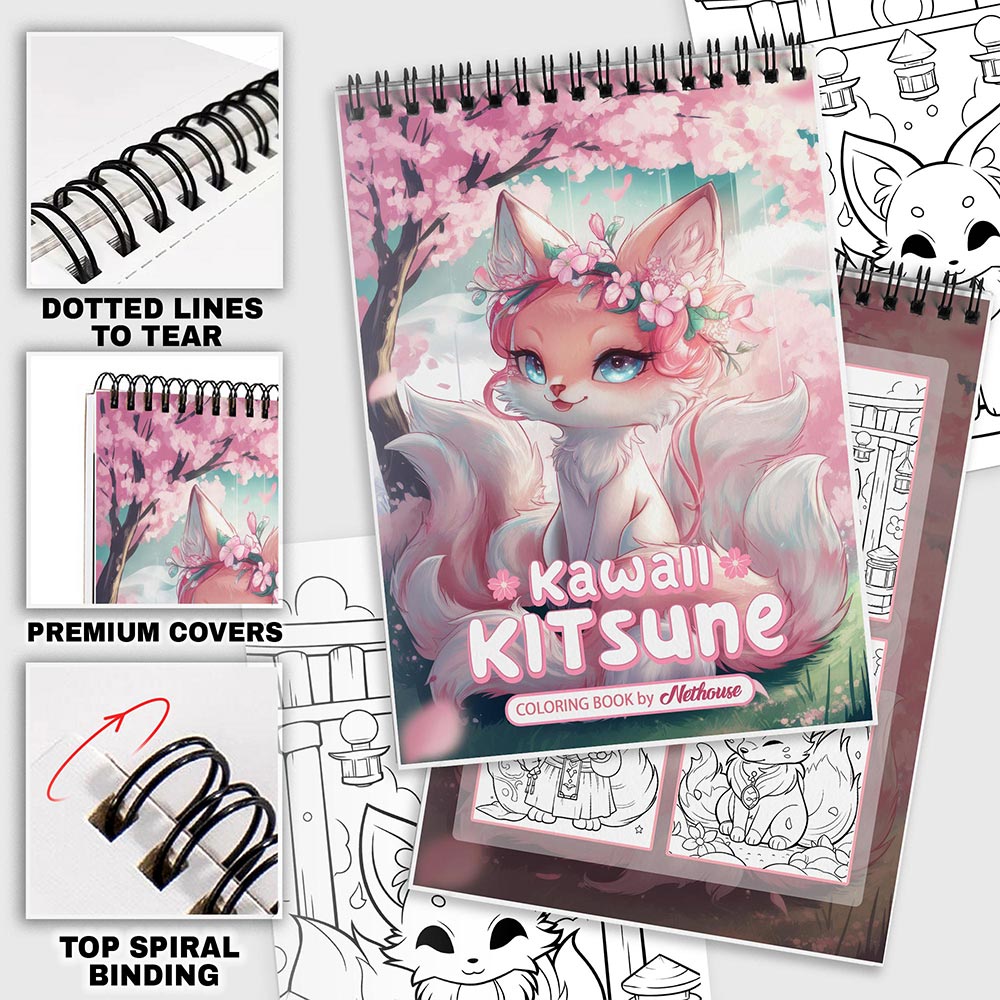 NETHOUSE Kawaii Kitsune Coloring Pages For Adults