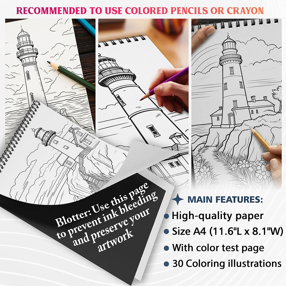 NETHOUSE Lighthouse Coloring Sheets For Adults